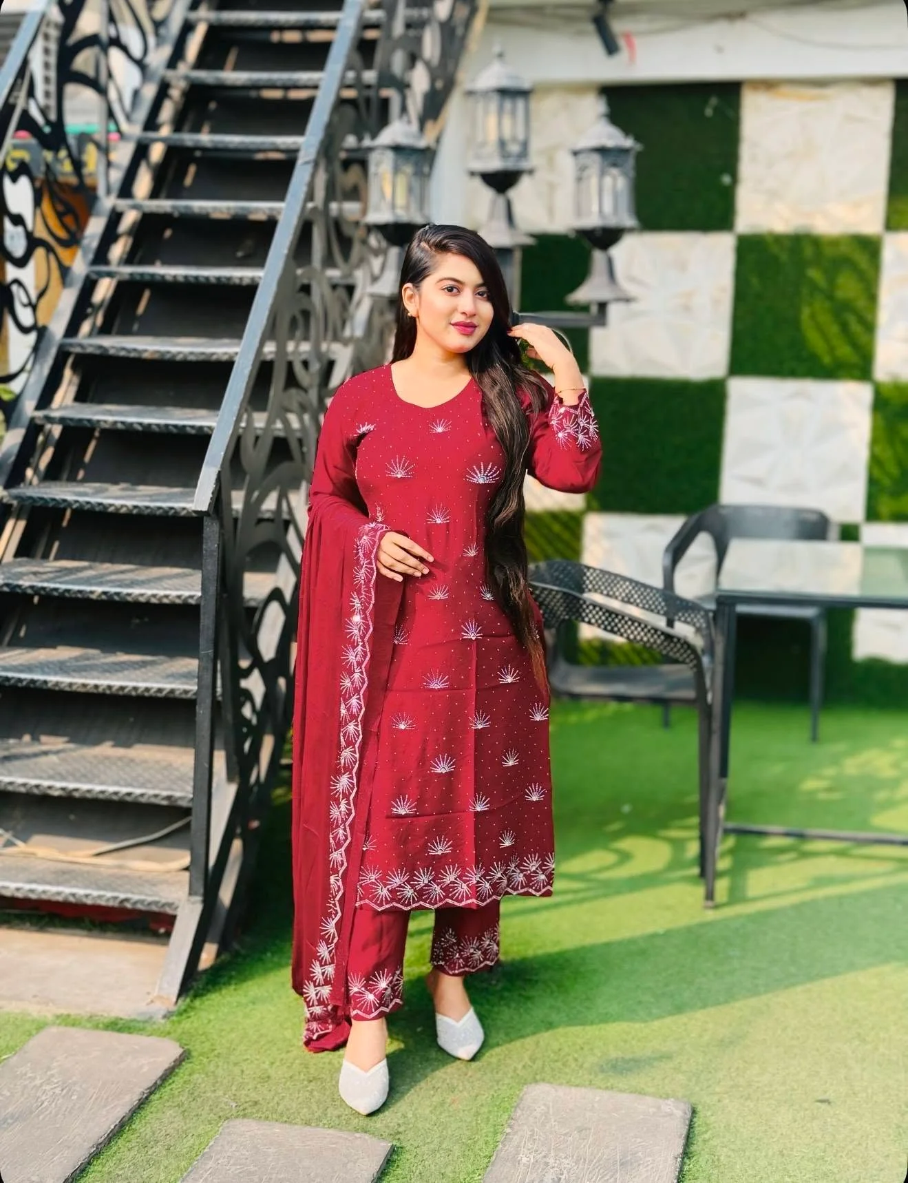 সুতি কেরেলা কাপড় এর ডাইমন্ড থ্রি পিস সেট